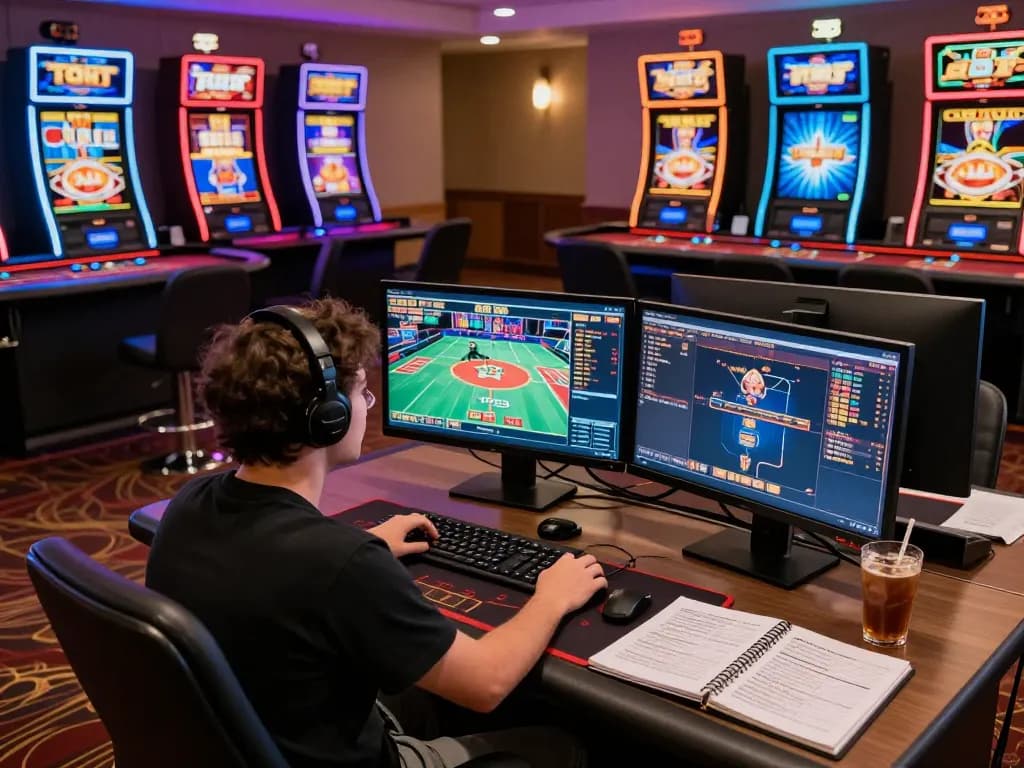 Engaging online gaming session with bem88l app displayed on multiple screens, showcasing vibrant slot games and live dealer tables.