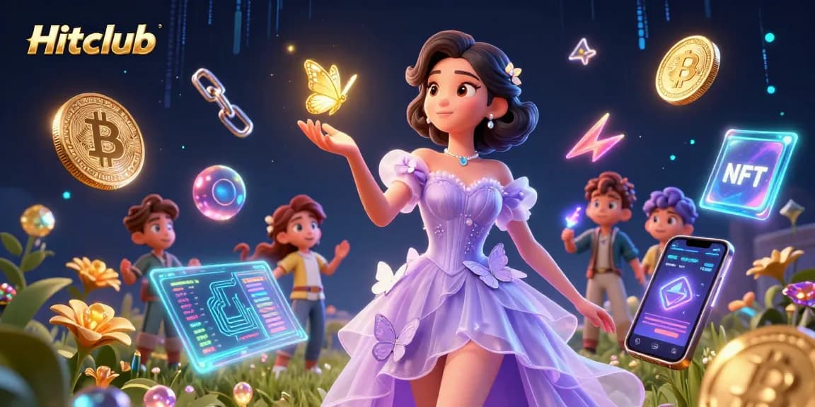Engage with Hitclub's thrilling casino experience featuring golden butterflies and crypto elements.