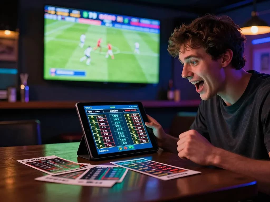 Soi Kèo sports betting session with dynamic live football match on screen and user placing bets
