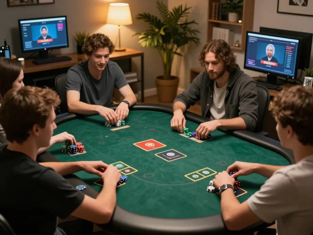 Online players enjoying a thrilling poker game on the SC88E platform with engaging reactions