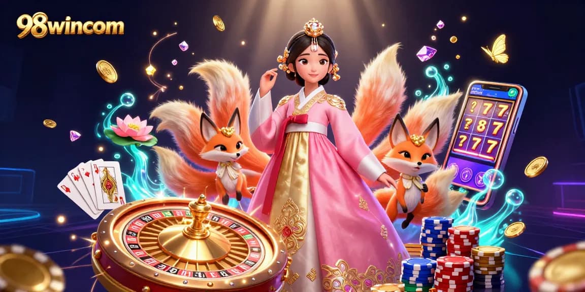 Engage with 98wincom illustrated casino world featuring exciting gaming elements and vibrant characters.