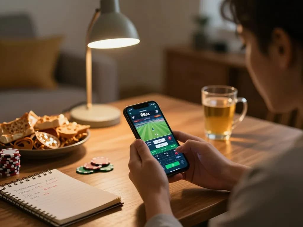 Engaging in sports betting on the 88aa trang chủ app from home, showcasing active gameplay and strategic thinking.