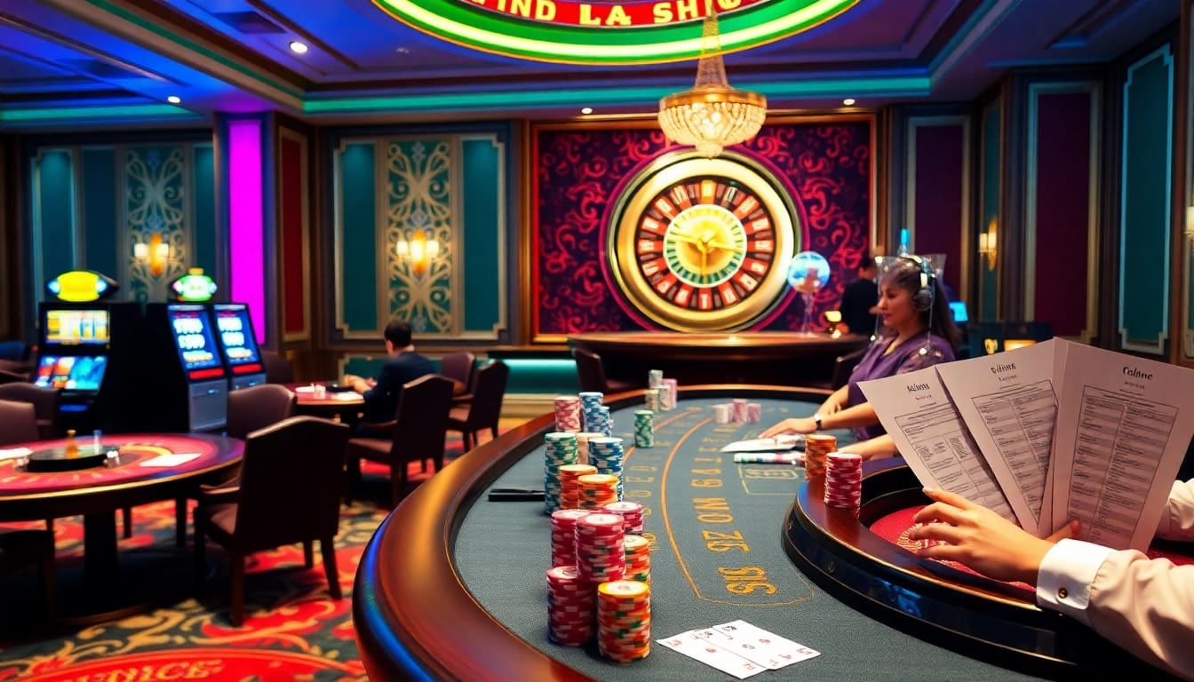 Experience the thrill of gambling at https://nhacaiuytinvn.us.com/, featuring exciting casino tables and vibrant poker chips.