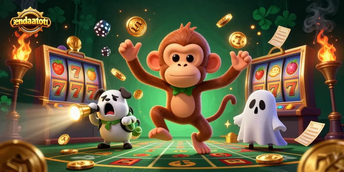 Experience excitement with cendanatoto as a mischievous invisible monkey juggles golden casino treasures.