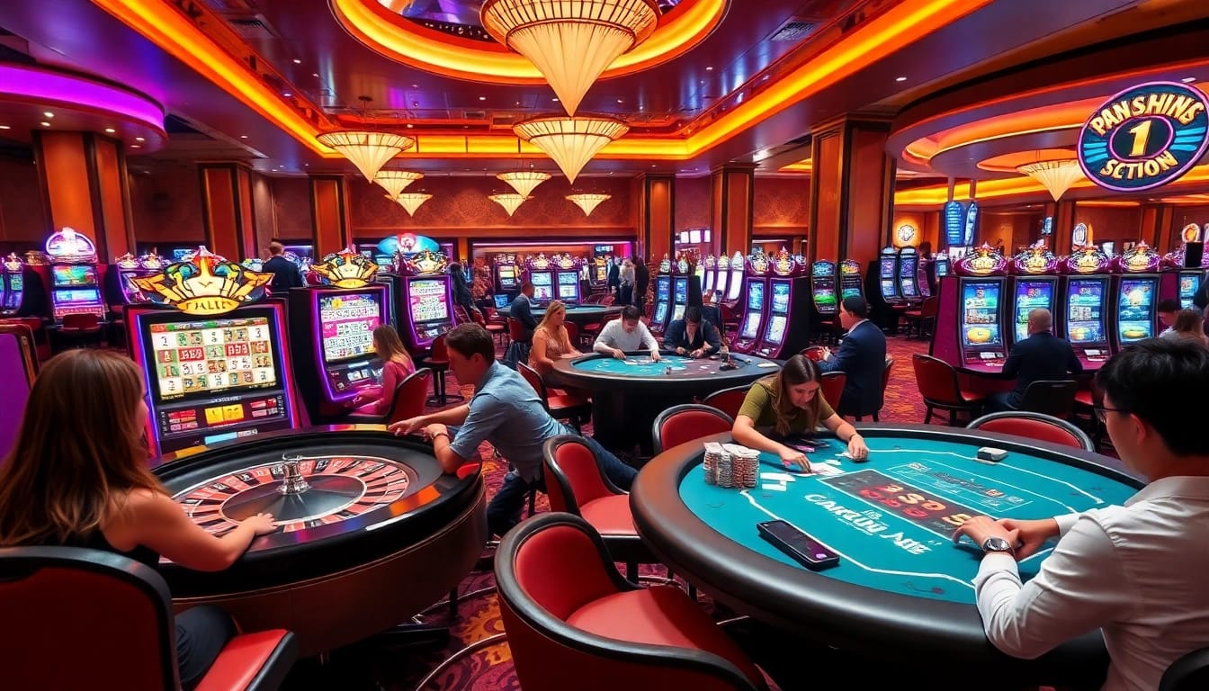 Engaged players enjoying diverse games at PG88 casino with vibrant atmosphere.