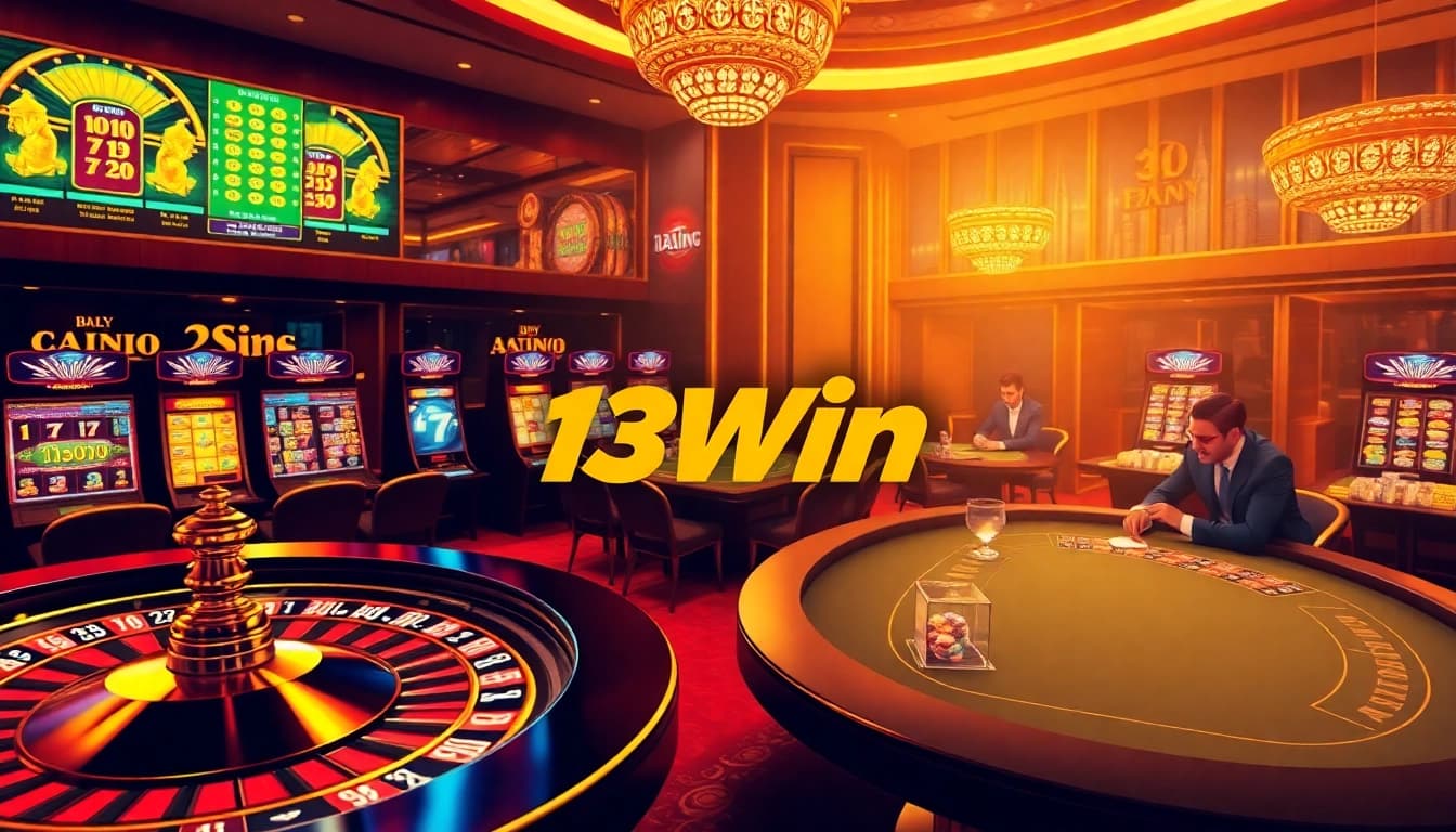 Players experiencing the excitement of 13Win casino games with vibrant visuals and winning moments.