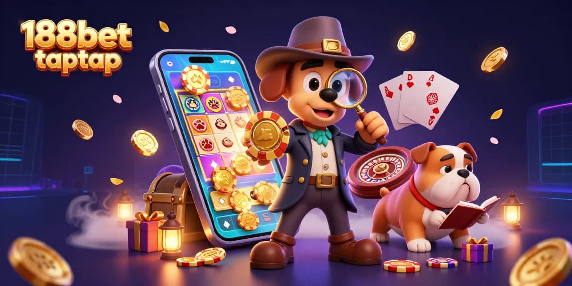 Menangkan permainan dengan 188bet taptap, berbagai elemen kasino dan karakter menarik dalam suasana ceria.