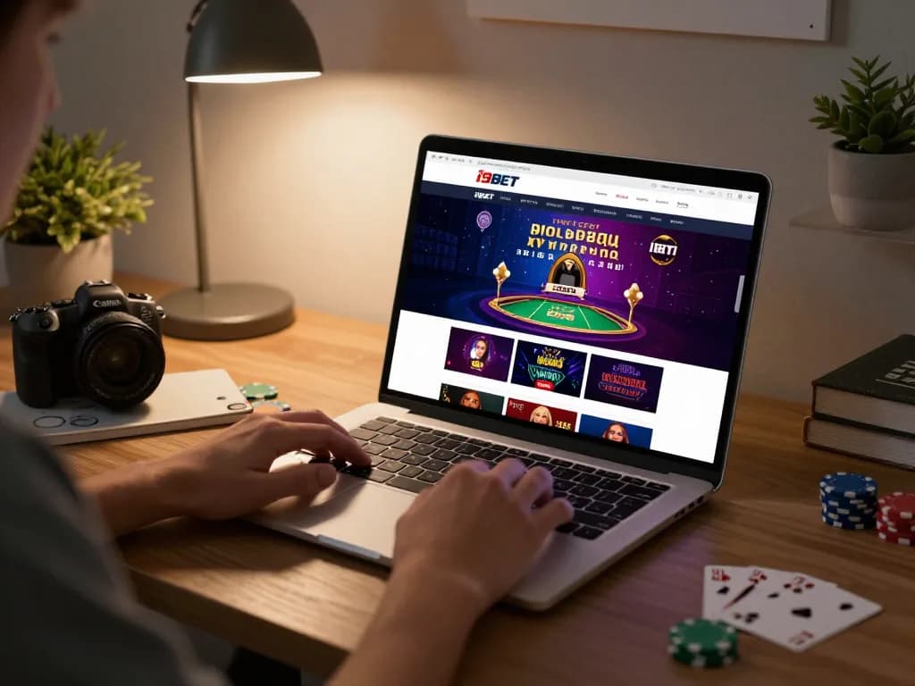 Engaging online gaming experience at i9BET with a player using a laptop in a stylish home setting.