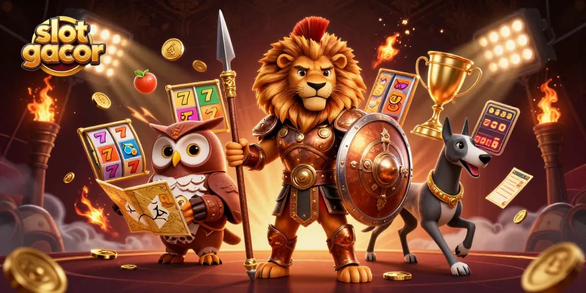 Menang besar dengan slot gacor dan simbol keberuntungan dalam ilustrasi kasino digital yang memukau.