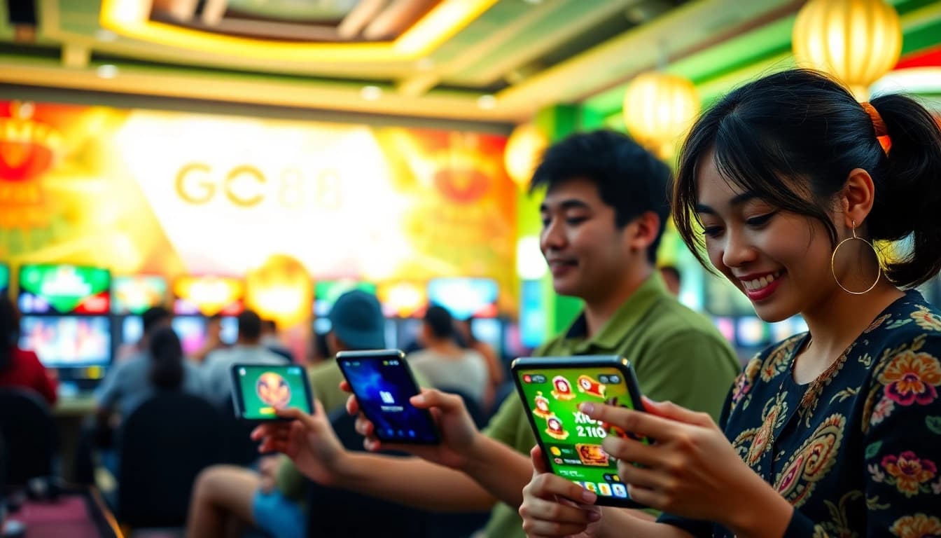 Exciting online gaming scene featuring players engaged with the go88 platform, showcasing Sicbo and Xóc Đĩa games.