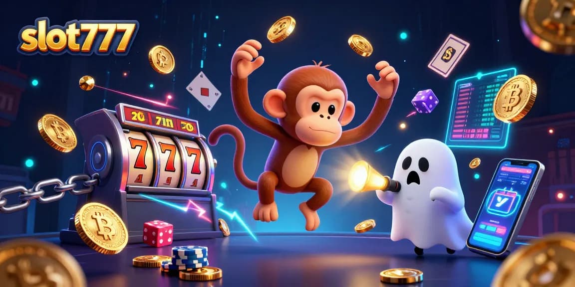 Experience thrilling wins at slot777 with vibrant 3D casino illustration full of action.