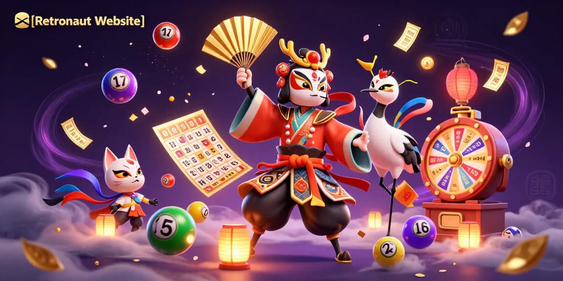 Experience thrilling gambling action at the Retronaut Website with colorful lottery elements and captivating characters.
