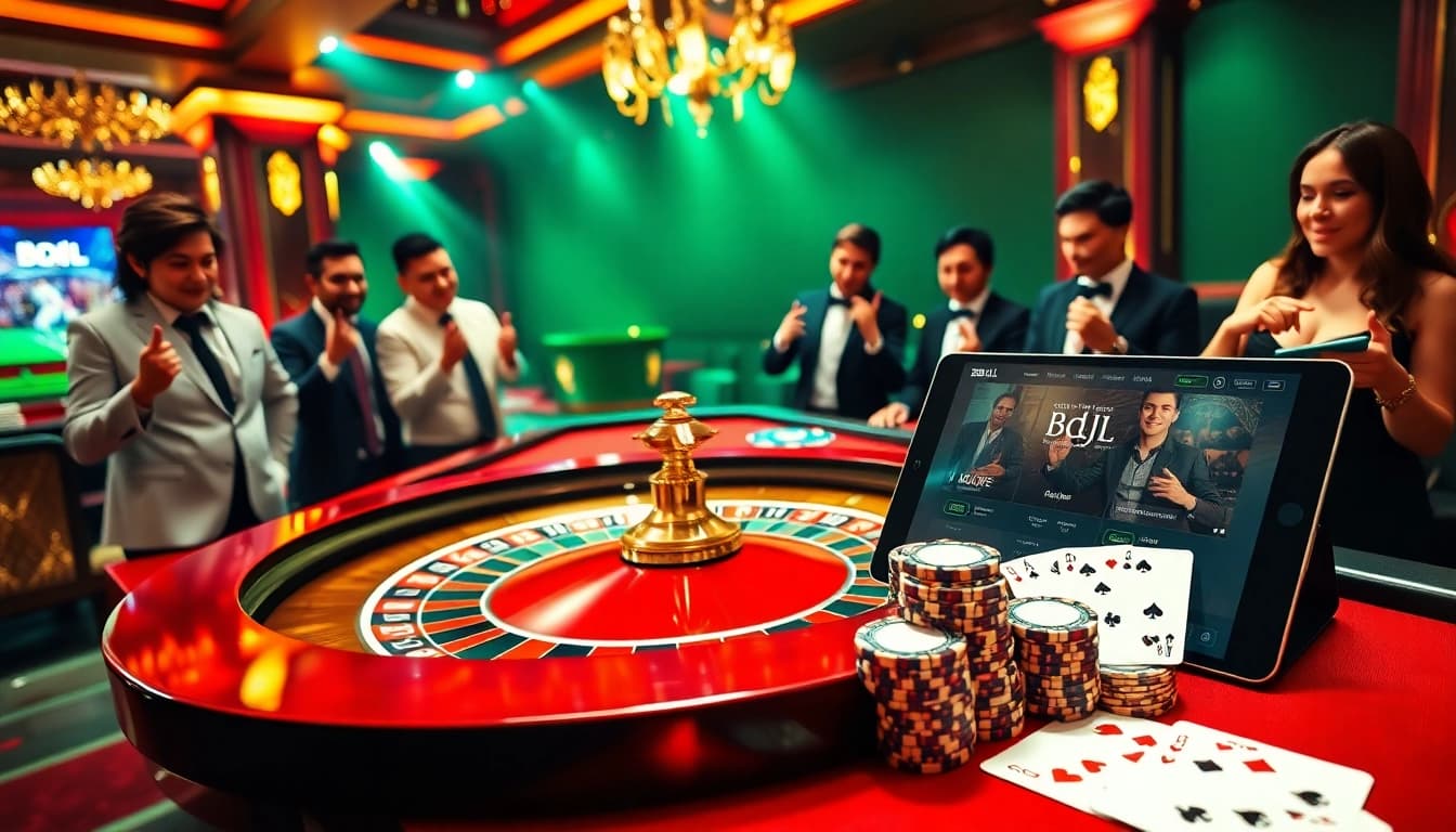 BDJL players engaging in exciting high-stakes roulette at a luxurious casino table.