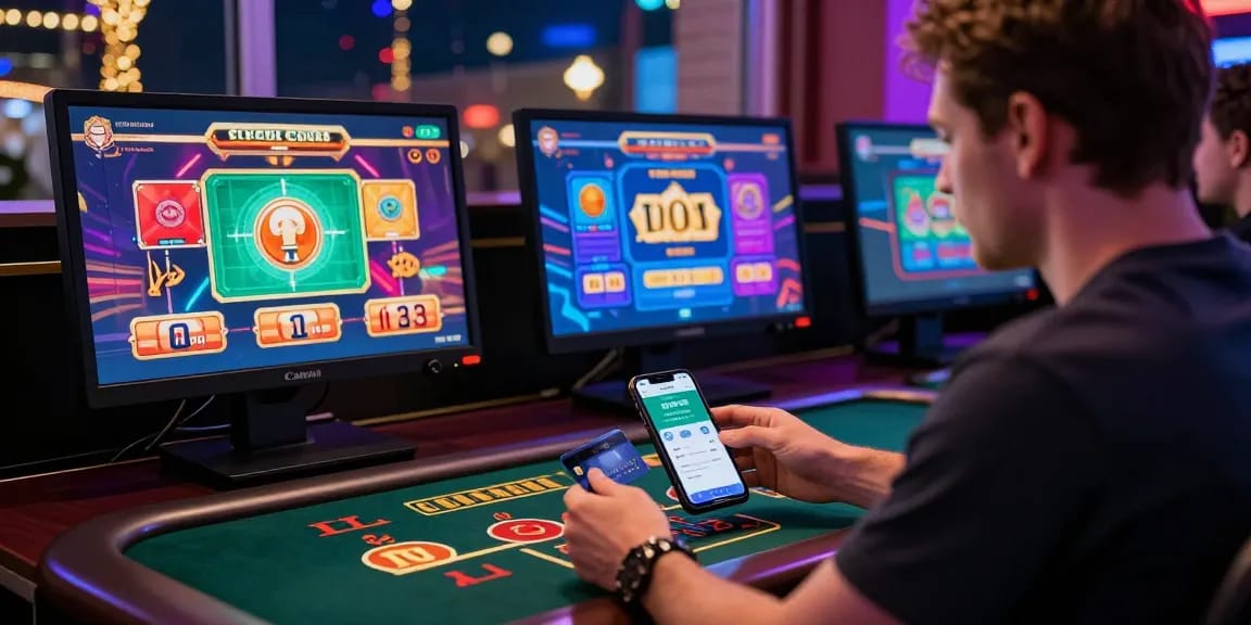 Exciting online gaming experience at casinos that accept credit cards, featuring player engaged in live dealer game.