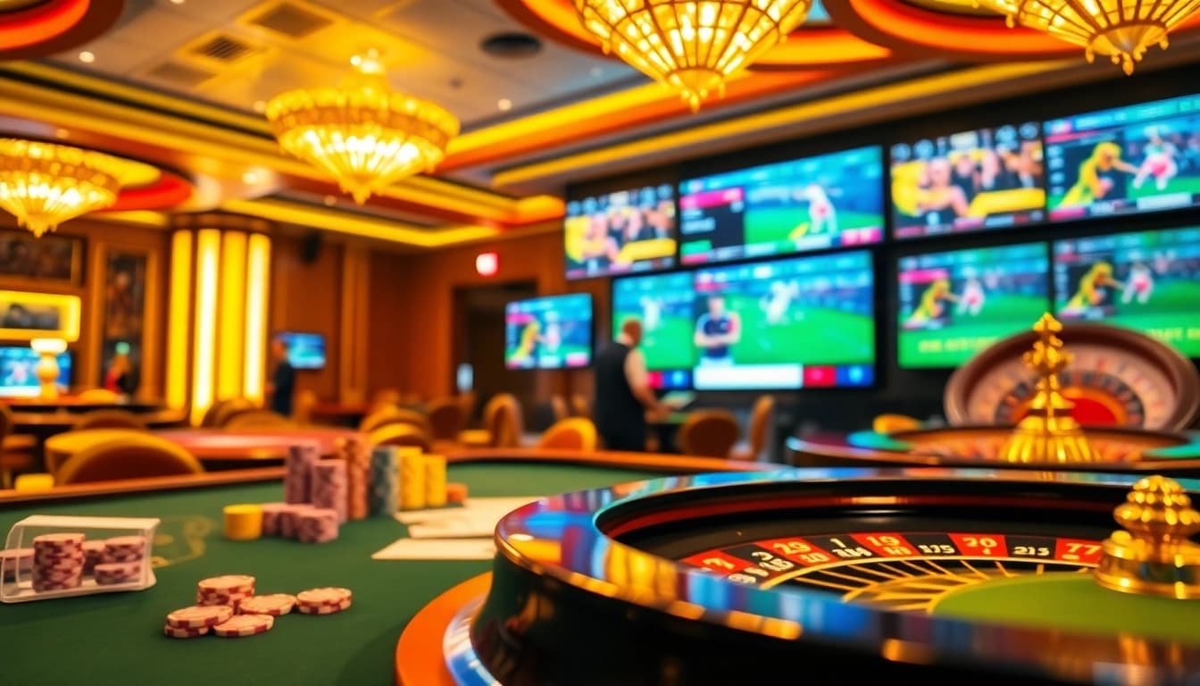 Situs Judi Bola Piala Dunia 2030 bets placed on a vibrant casino table filled with colorful chips.