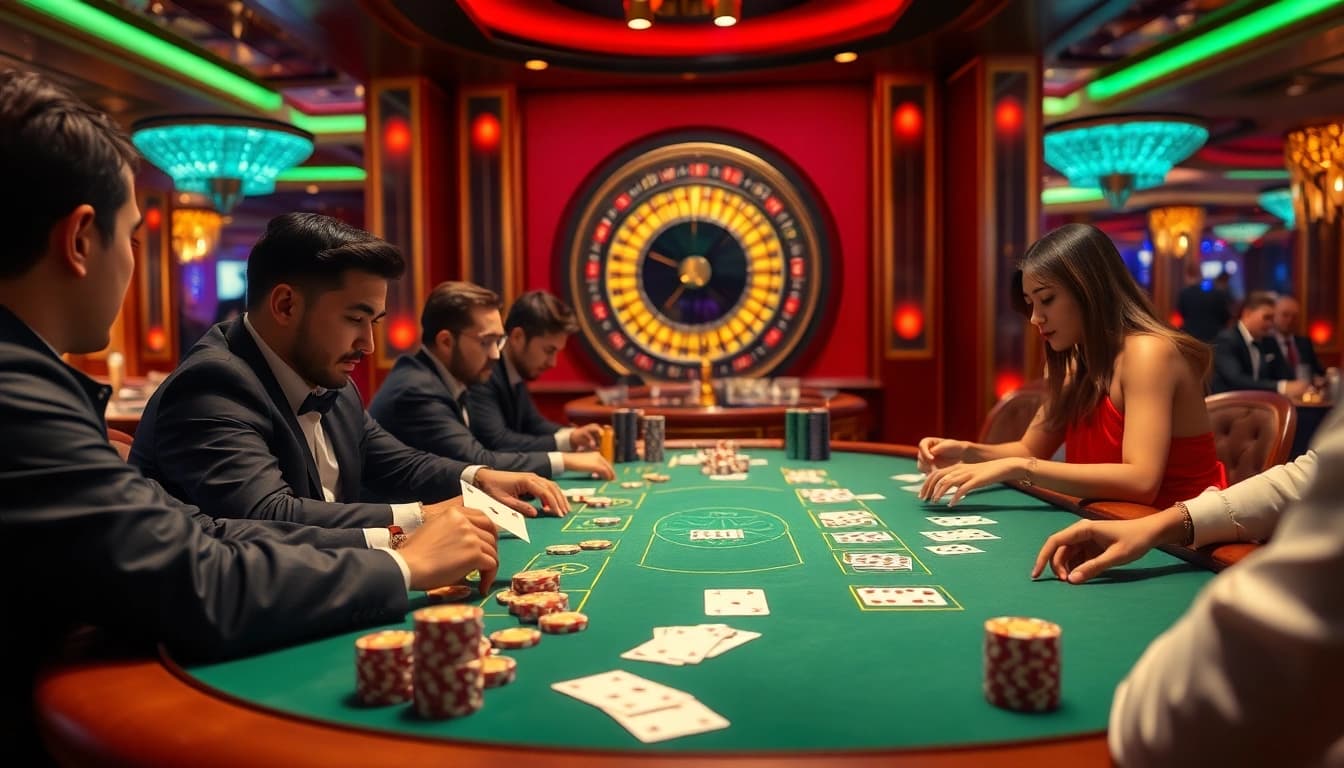 Engage in high-stakes excitement at TRANG CHỦ TG88's luxury casino poker table.