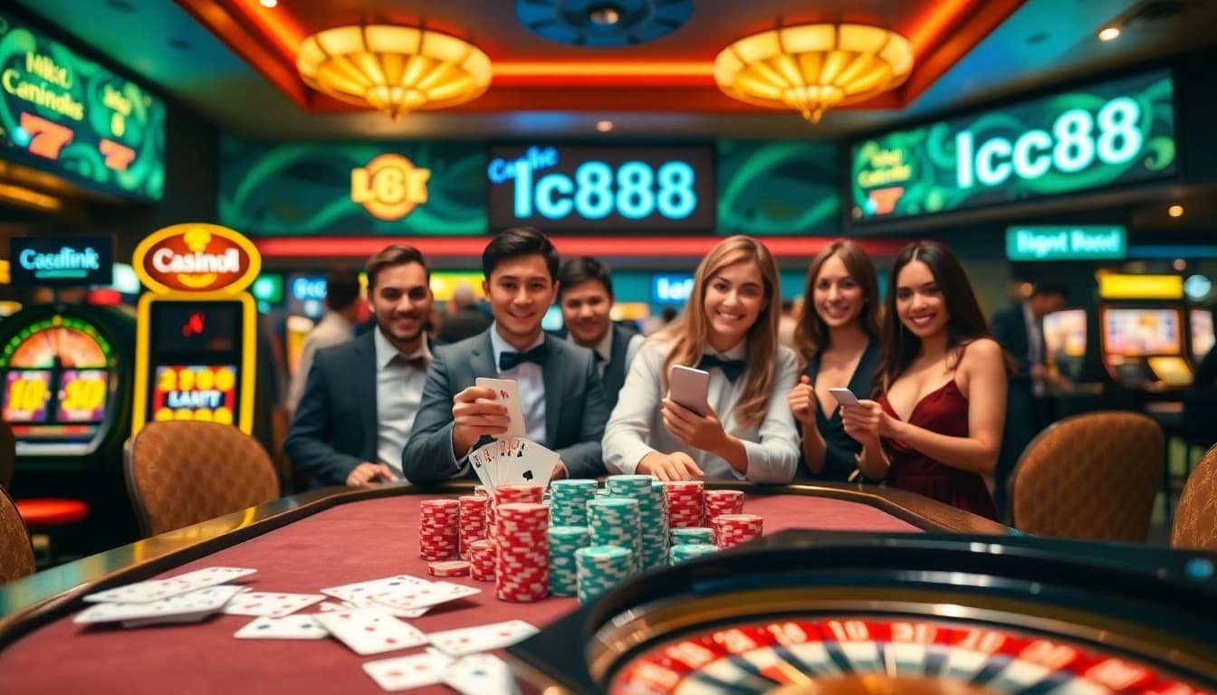 Experience excitement at the lc88 casino with vibrant gaming tables and enthusiastic players enjoying their time.