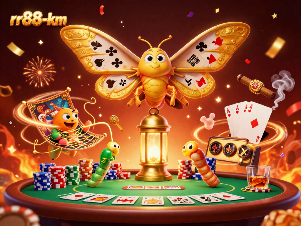 Experience exciting bonuses with rr88-km and impressive poker chip displays in a vibrant casino scene.