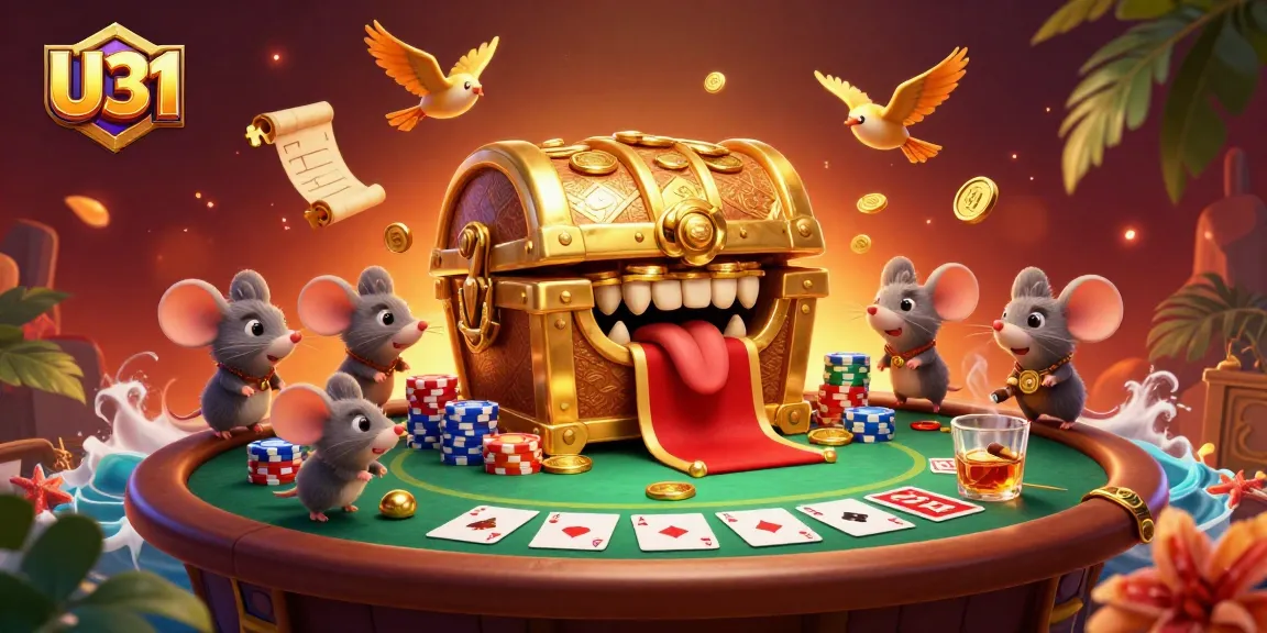 Experience thrilling gaming at U31 casino with golden treasures and vibrant poker action.