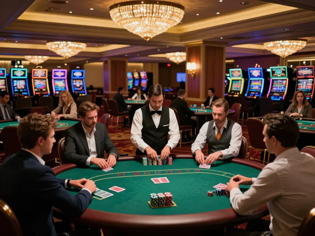 Engaging players at iWin poker tables under ambient casino lighting