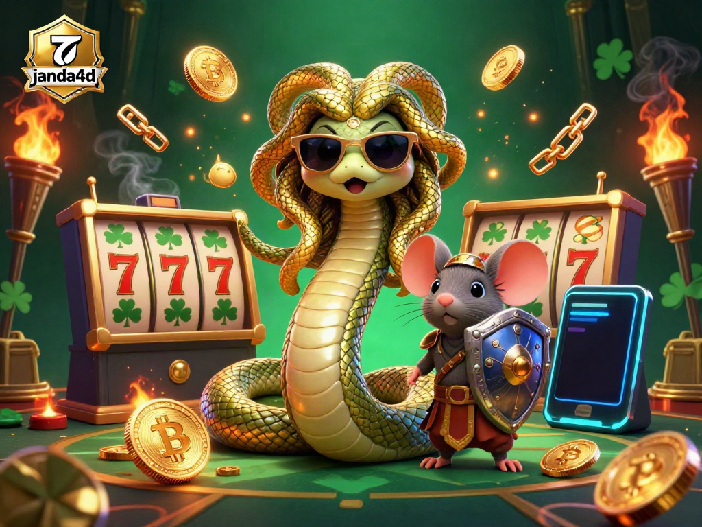 Gambarkan momen menyenangkan di janda4d dengan Medusa dan mouse prajurit di kasino.