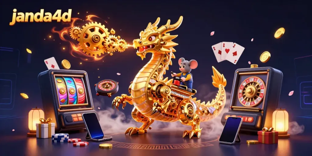 Menangkan jackpot dengan janda4d dalam ilustrasi kasino yang memukau bersamaan dengan simbol permainan slot.