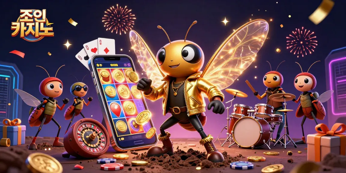 Experience thrilling gameplay at 조이카지노, featuring a vibrant 3D illustration of characters celebrating casino wins.