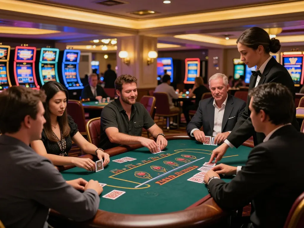 Rasakan kegembiraan di HOKI288 dengan pemain yang terlibat secara intens dalam blackjack.