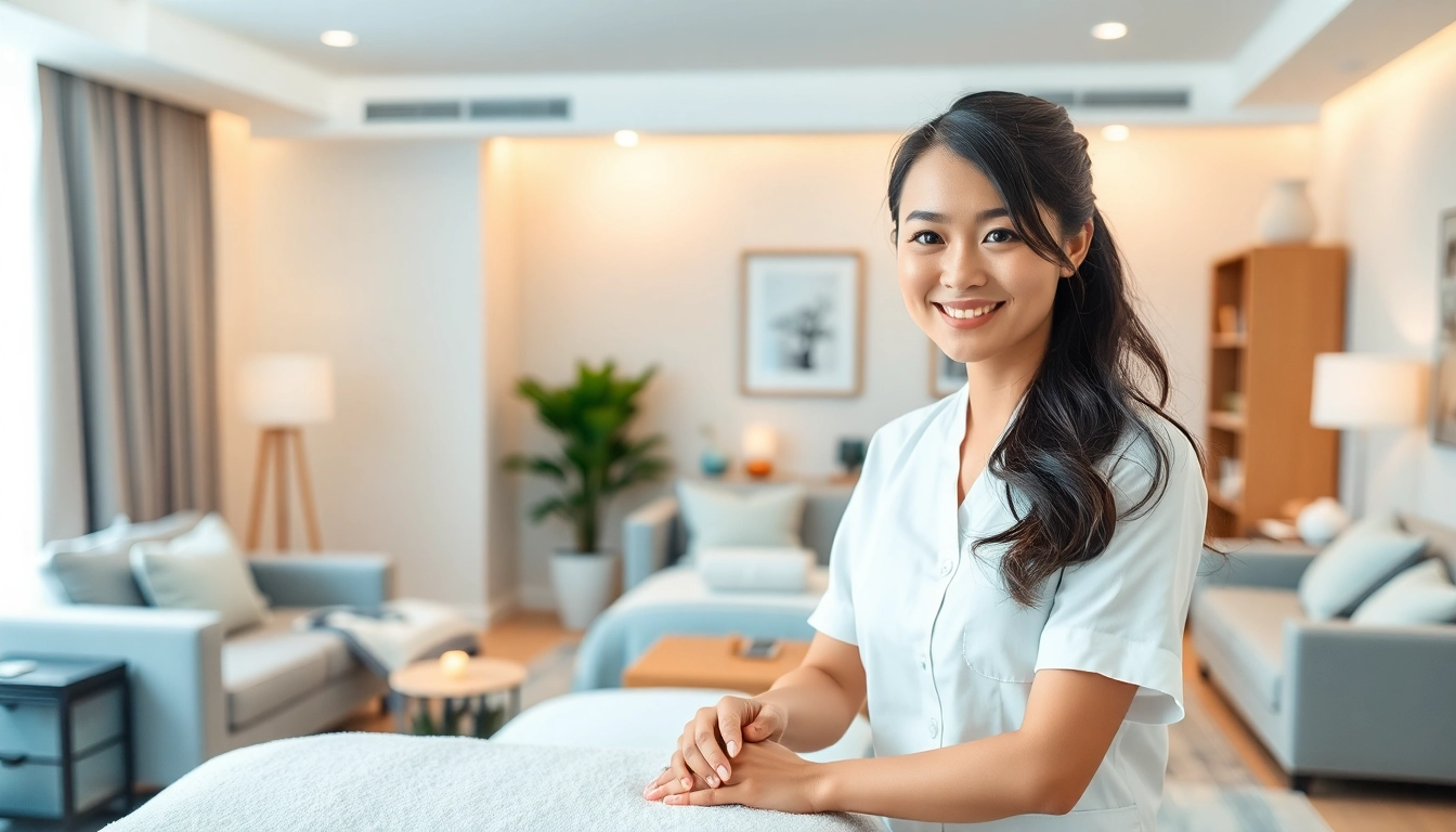 Mobile Suwon massage therapy session setup with a professional therapist and soothing atmosphere.
