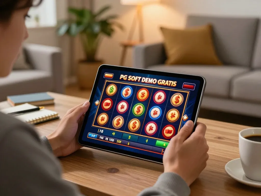 Bergaransi dalam permainan slot PG Soft Demo Gratis di tablet, fokus pada gameplay dan strategi.