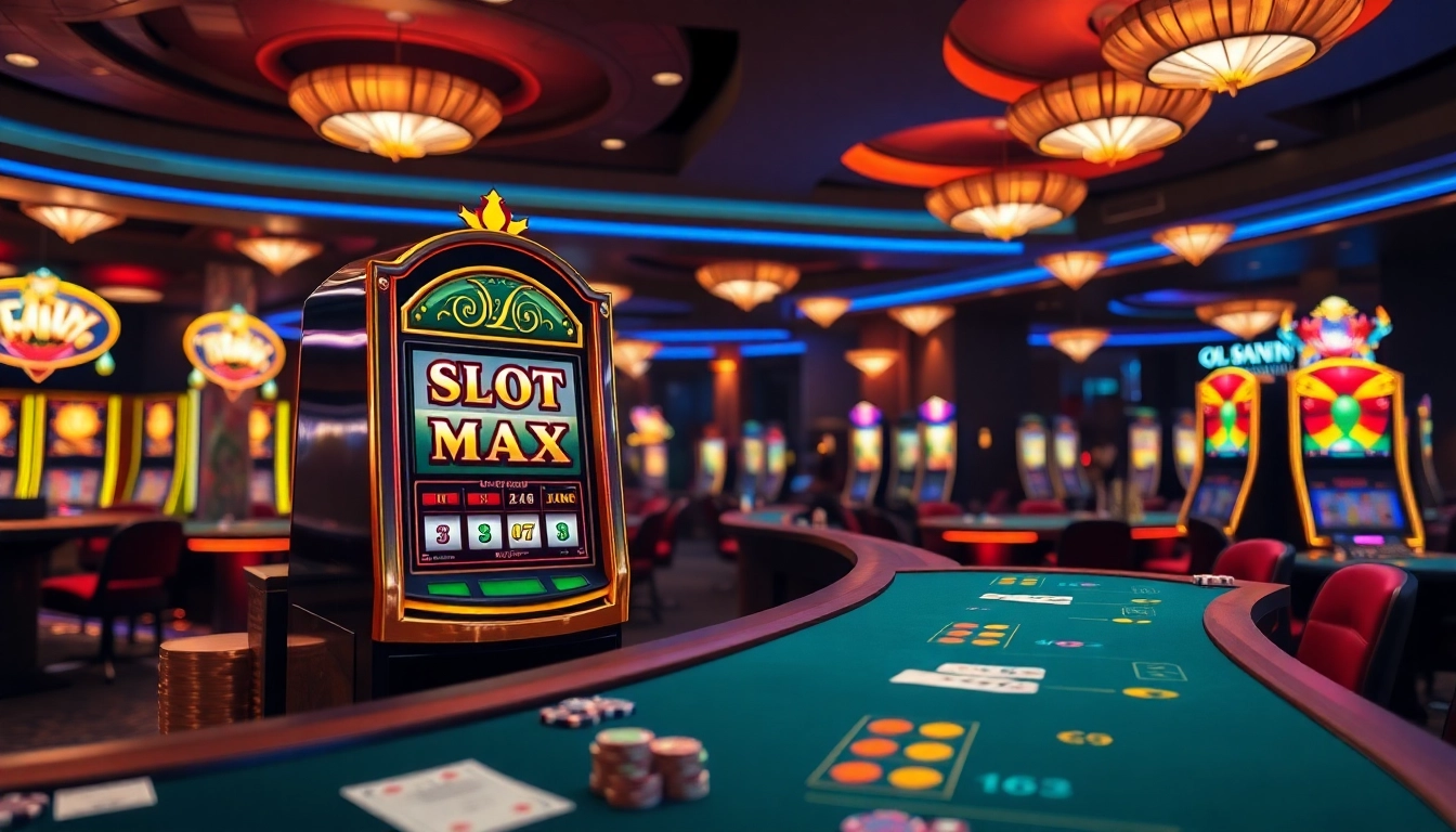 Experience excitement at Slot Maxwin with vibrant casino visuals and players engaged in action.