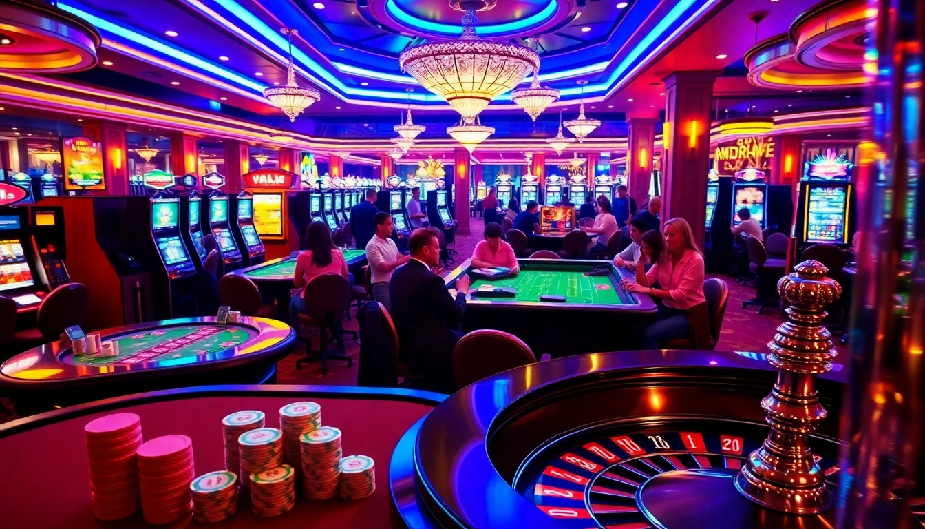 Players enjoying a thrilling casino experience at https://s8hn.com/, featuring poker and slot machines.