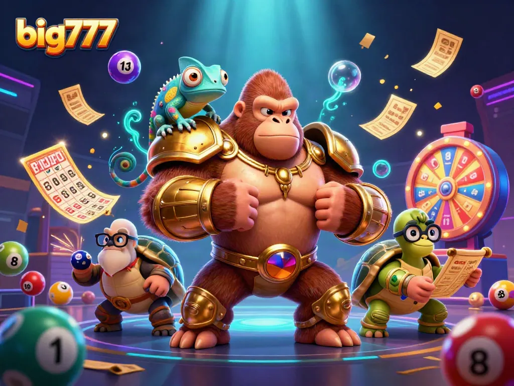 Engage in big777's exciting gameplay with vibrant casino characters and elements.