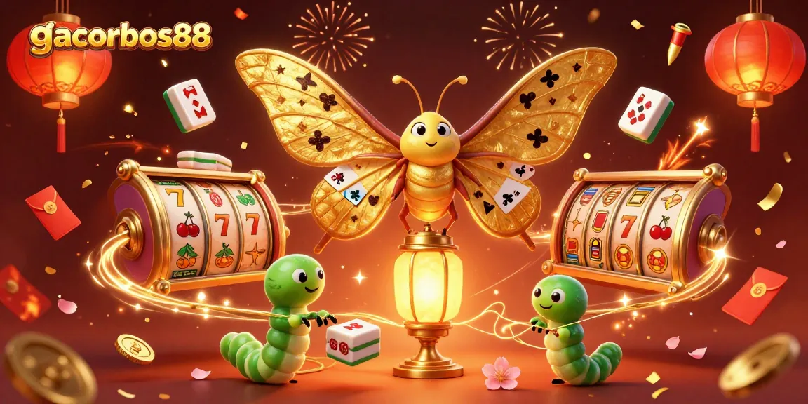 Experience gacorbos88's exciting world of slots with vivid details of casino scenes and festive elements.