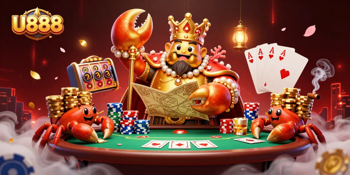Experience thrilling gameplay at U888 with a golden crab emperor featuring vibrant gambling elements.