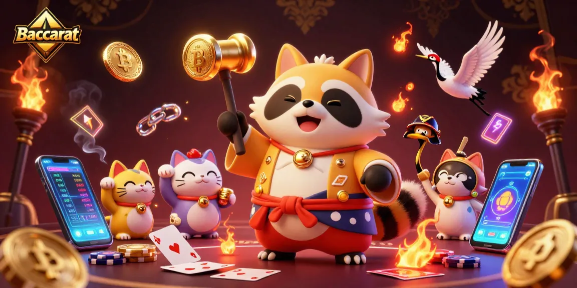 Bet on Baccarat with vibrant characters and dynamic casino elements in a colorful scene.