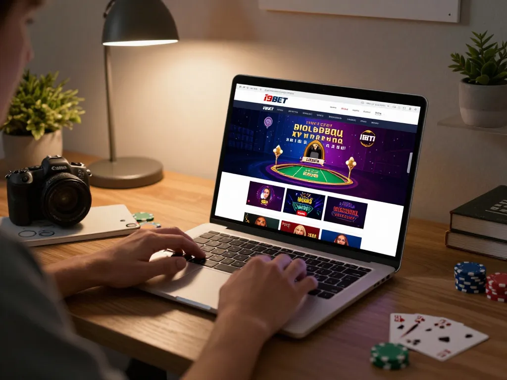 Engaging online gaming experience at i9BET with a player using a laptop in a stylish home setting.