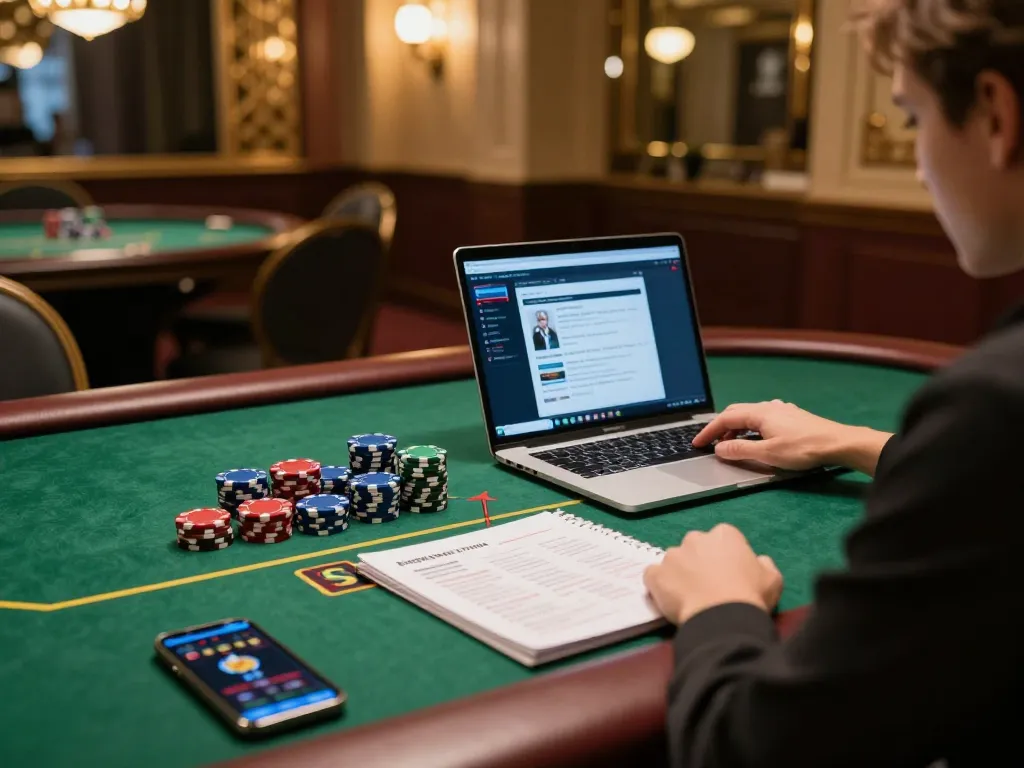 Player engaged in an online poker game using the sc88 casino app at home, showcasing strategic betting.