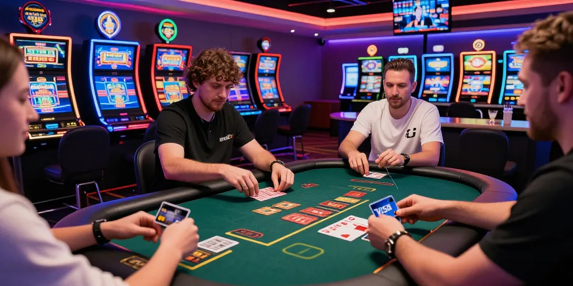 Engaging scene at credit card casinos, showcasing players using Visa and Mastercard at vibrant gaming tables while enjoying the thrilling atmosphere of https://chps.org.uk.