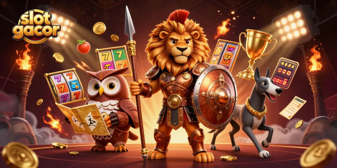 Menang besar dengan slot gacor dan simbol keberuntungan dalam ilustrasi kasino digital yang memukau.