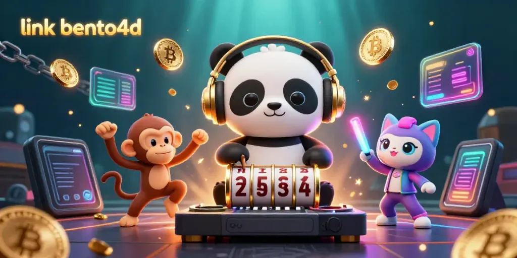 Experience vibrant gaming with link bento4d featuring a DJ panda and neon coins.