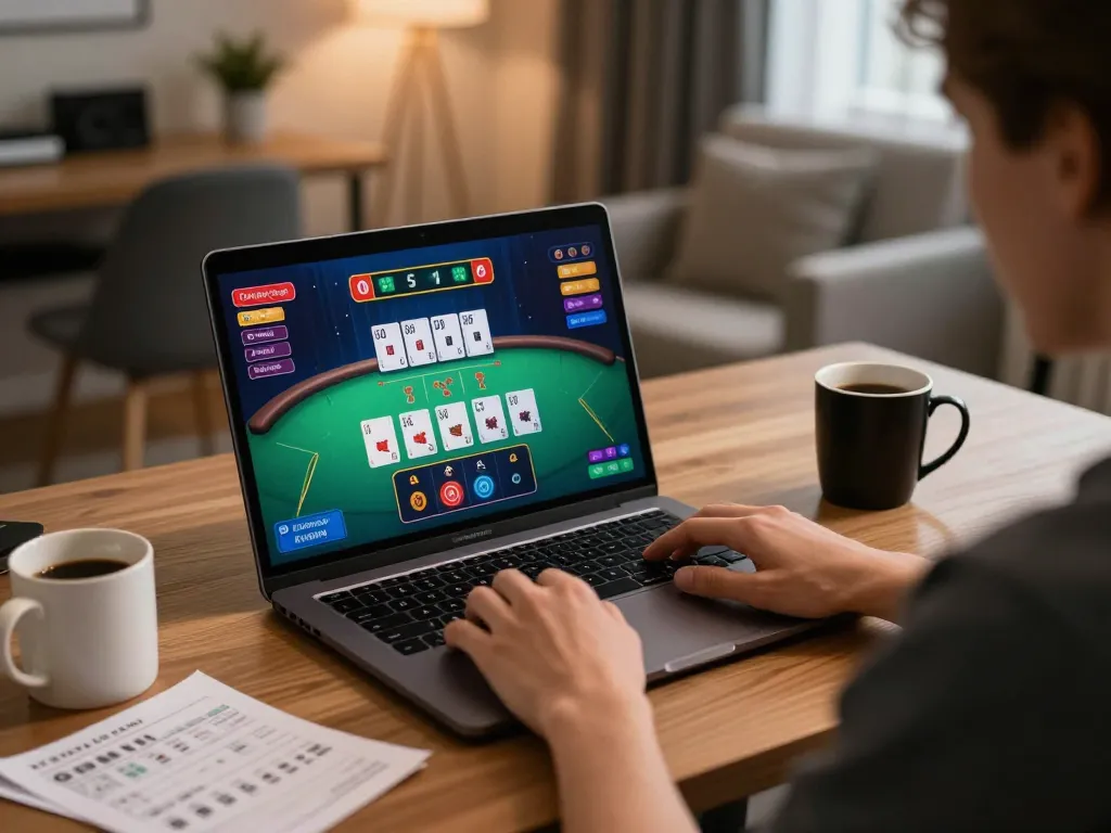 Engaging online gaming scene at https://kjc.events/ showcasing a player in a stylish setup enjoying live blackjack.