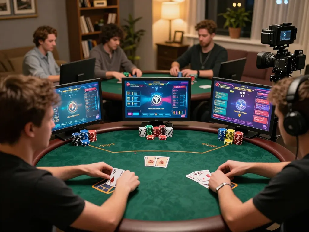 Players engage in an online poker game on B52, focusing on strategy and winning
