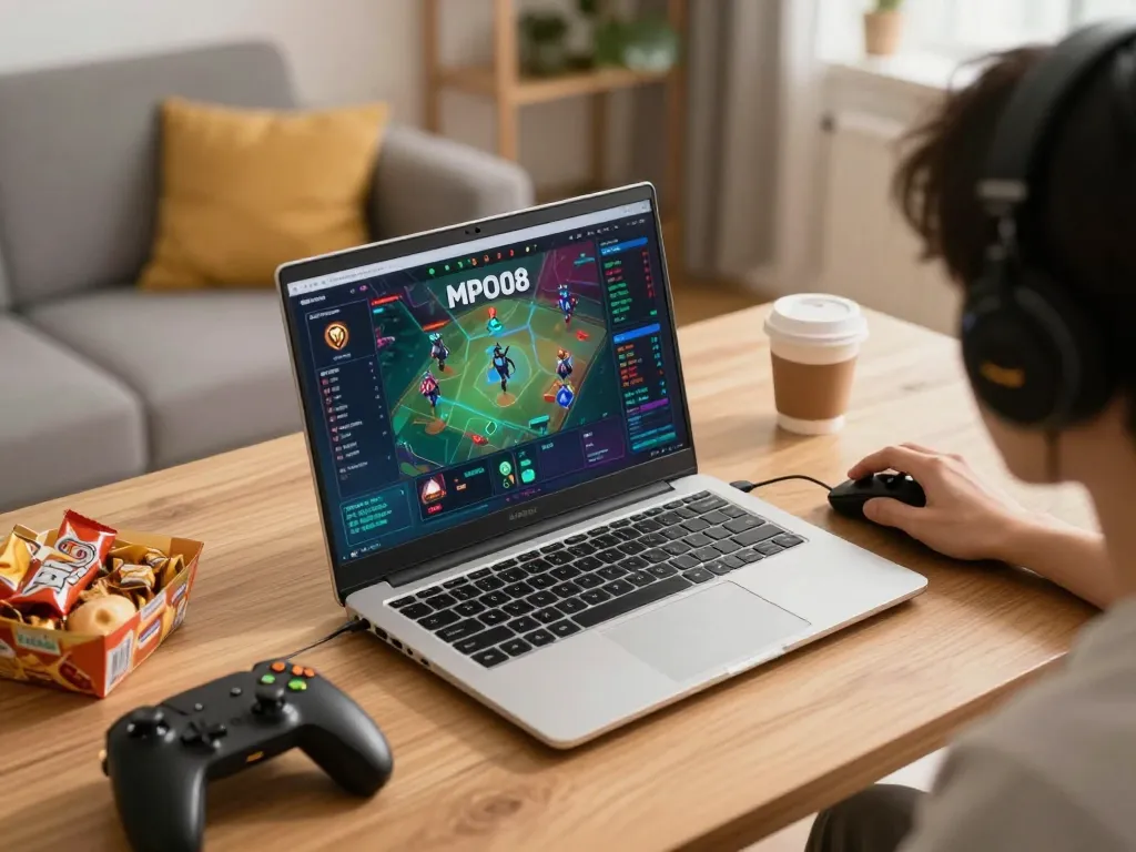 MPO08 online gaming setup showcasing a player engaged in competitive gameplay for big prizes