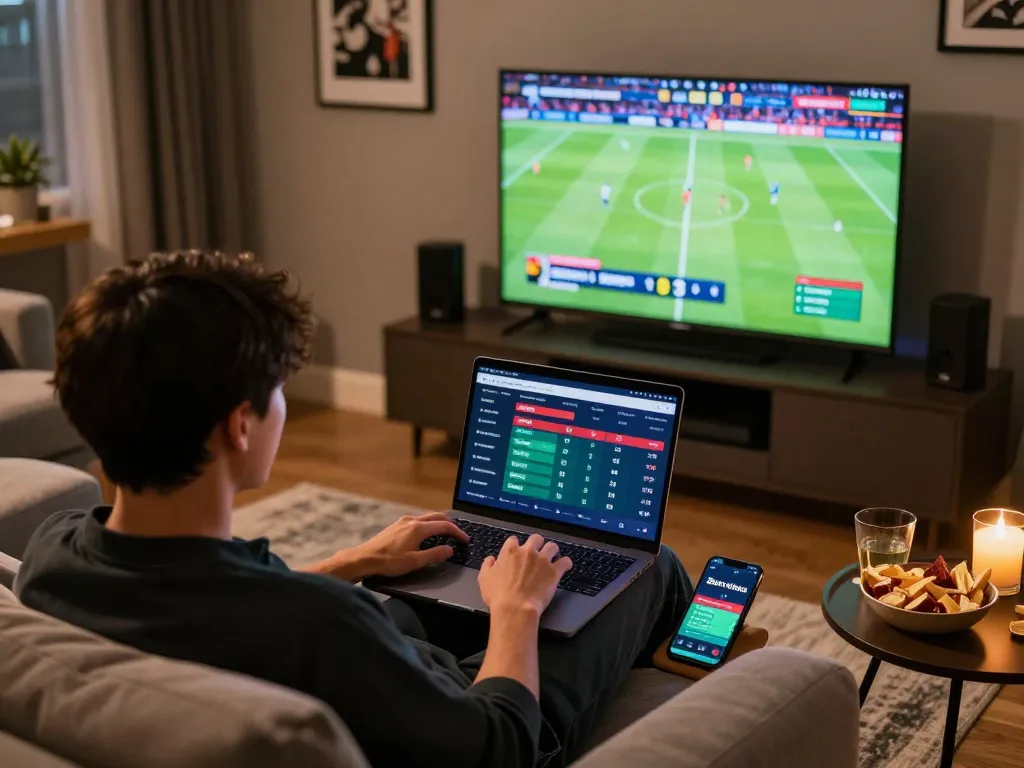 Betting on kèo nhà cái with live football, showcasing engaging sports betting setup and excitement.