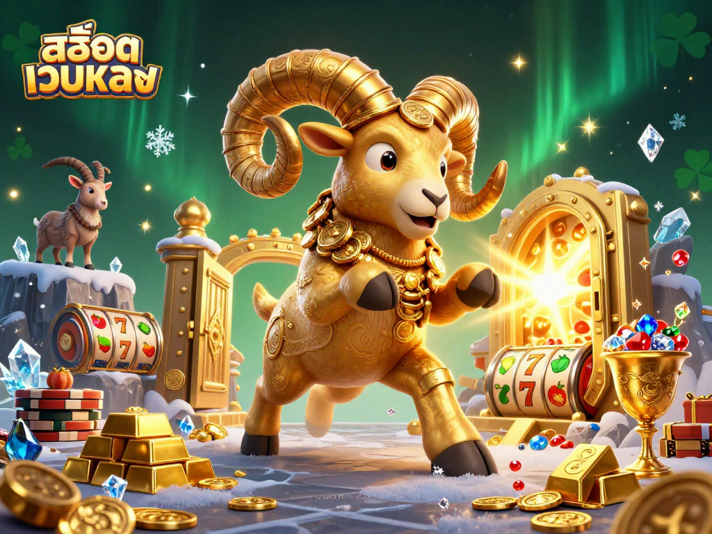 Win big at สล็อตเว็บตรง with an exciting jackpot scene of golden treasures bursting open.