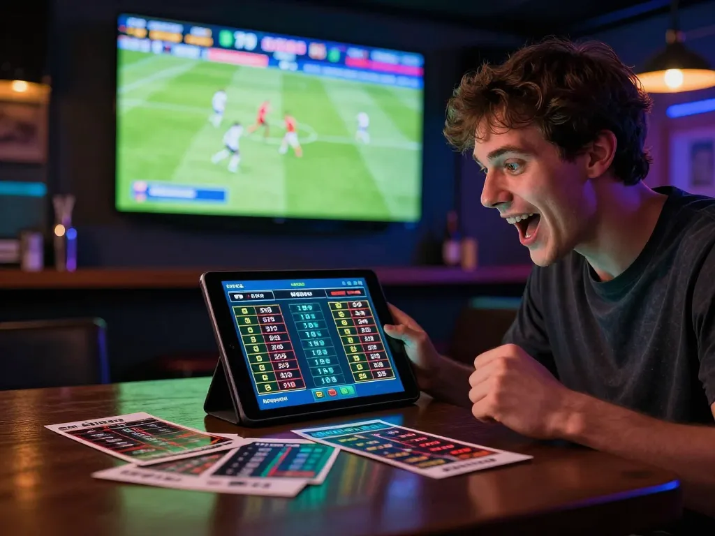 Soi Kèo sports betting session with dynamic live football match on screen and user placing bets