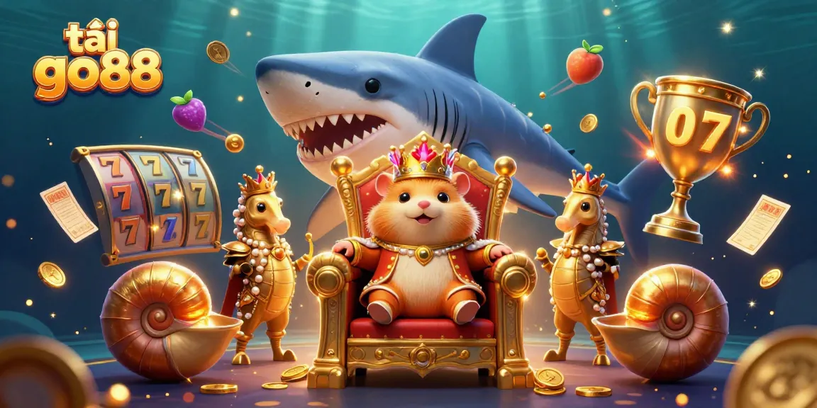 Tải go88 and experience an exciting online casino adventure featuring a golden hamster king and dynamic gaming elements.