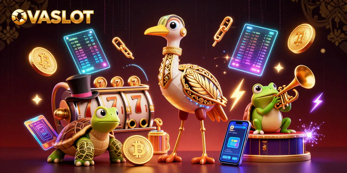 Engage with OVASLOT's vibrant gaming scene featuring classic slots among lively characters.