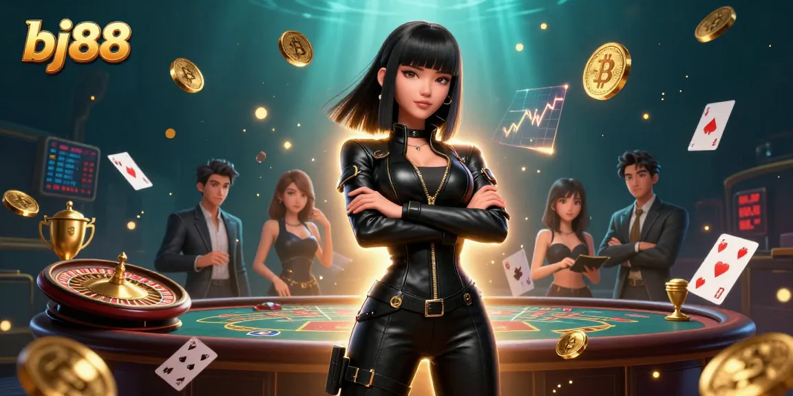 Win big at bj88 with stunning visuals of a live casino setup, showcasing roulette and baccarat.